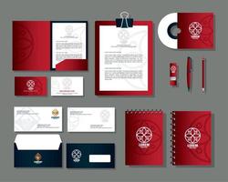 marke mockup corporate identity, mockup schreibwaren, rote farbe mit zeichen weiß vektor