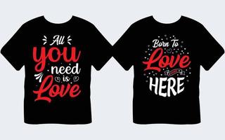 Valentinstag-Typografie-T-Shirt-Designpaket vektor