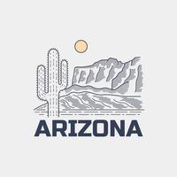 vektor illustration av arizona öken- nationell parkera i mono linje stil konst för märken, emblem, plåster, t-shirts, etc.