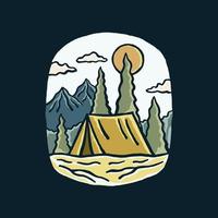 illustration av camping natur utomhus- vilda djur och växter för t-shirt, klistermärke, och bricka design vektor