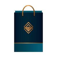 Taschenpapier schwarzes Mockup mit goldenem Schild, Corporate Identity vektor