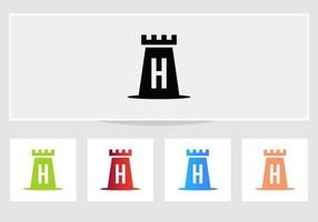 brev h slott logotyp. slott kung logotyp design vektor