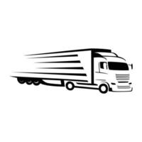 tung lastbil silhuett design. leverans transport logotyp, tecken och symbol för företag. vektor