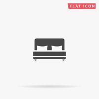 Doppelbett flaches Vektorsymbol. Zeichen im Glyphenstil. einfaches handgezeichnetes illustrationssymbol für konzeptinfografiken, designprojekte, ui und ux, website oder mobile anwendung. vektor