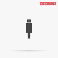 flaches Vektorsymbol für USB-Kabel. Zeichen im Glyphenstil. einfaches handgezeichnetes illustrationssymbol für konzeptinfografiken, designprojekte, ui und ux, website oder mobile anwendung. vektor