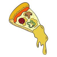 en skiva av pizza med ost. vektor illustration.