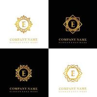 samling av logotyp första e med lyx mandala prydnad för bröllop, spa, hotell, skönhet vård logotyp vektor