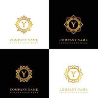 Sammlung von Logo-Initialen y mit luxuriösem Mandala-Ornament für Hochzeit, Spa, Hotel, Schönheitspflege-Logo vektor