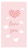 liebe dich rosa grußkarte für valentinstag, hochzeit, muttertag, verlobungsillustration. vektor