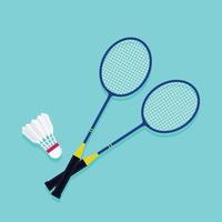 Badmintonschläger oder Schläger mit Federballvektorillustration vektor