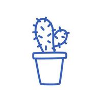hausgemachter Kaktus im Topf, isoliert auf weiss. handgezeichnete Vektorillustration eines Umrisses. vektor