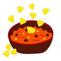 nachos pommes frites med chili lura carne. traditionell mexikansk kök mat. platt vektor illustration