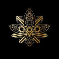 Lotusblume mit geometrischer goldener abstrakter Verzierungslinearillustration vektor