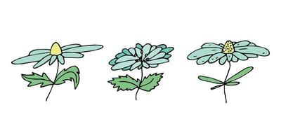 enkel blomma ClipArt. uppsättning av hand dragen blommig klotter. för skriva ut, webb, design, dekor, logotyp vektor