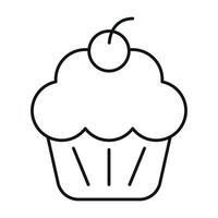 svart linje muffin ikon ClipArt med körsbär vektor illustration