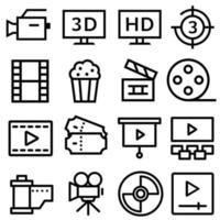 Kino-Vektor-Icon-Set. Symbolsammlung für Filmillustrationen. Kinoschild oder Logo. vektor