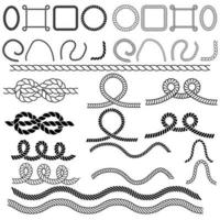 Seil-Icon-Vektor-Set. kabelillustrationszeichensammlung. Rahmensymbol oder Logo. Knoten markieren. vektor