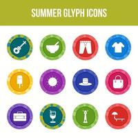 einzigartiges Sommer-Vektor-Glyphen-Icon-Set vektor