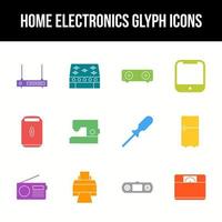 unik Hem elektronik vektor glyf ikon uppsättning