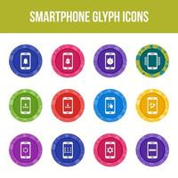 einzigartiges Smartphone-Vektor-Glyphen-Icon-Set vektor