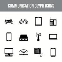 einzigartiges Kommunikationsvektor-Glyphen-Icon-Set vektor