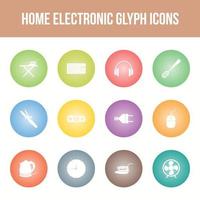 Einzigartiges elektronisches Vektor-Glyphen-Icon-Set für zu Hause vektor