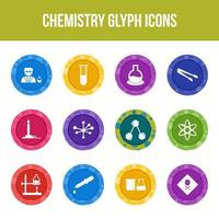 einzigartiges Chemie-Vektor-Glyphen-Icon-Set vektor