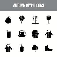 Einzigartiges Herbst-Vektor-Glyphen-Icon-Set vektor