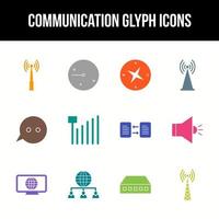 einzigartiges Kommunikationsvektor-Glyphen-Icon-Set vektor