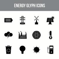 einzigartiger Energievektor-Glyphen-Icon-Set vektor