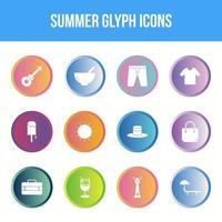 einzigartiges Sommer-Vektor-Glyphen-Icon-Set vektor