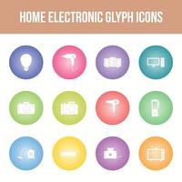 Einzigartiges elektronisches Vektor-Glyphen-Icon-Set für zu Hause vektor