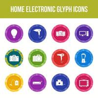 Einzigartiges elektronisches Vektor-Glyphen-Icon-Set für zu Hause vektor