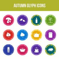 Einzigartiges Herbst-Vektor-Glyphen-Icon-Set vektor