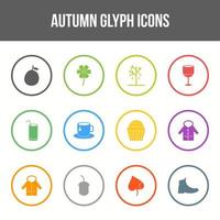 Einzigartiges Herbst-Vektor-Glyphen-Icon-Set vektor