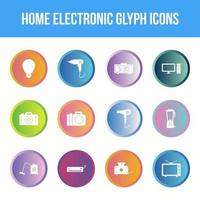 Einzigartiges elektronisches Vektor-Glyphen-Icon-Set für zu Hause vektor