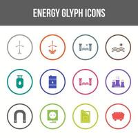 einzigartiger Energievektor-Glyphen-Icon-Set vektor