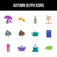 Einzigartiges Herbst-Vektor-Glyphen-Icon-Set vektor