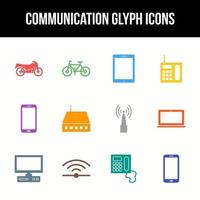 einzigartiges Kommunikationsvektor-Glyphen-Icon-Set vektor