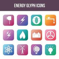 einzigartiger Energievektor-Glyphen-Icon-Set vektor