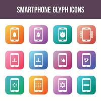 einzigartiges Smartphone-Vektor-Glyphen-Icon-Set vektor