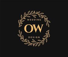 ow initials brief hochzeitsmonogramm logos sammlung, handgezeichnete moderne minimalistische und florale vorlagen für einladungskarten, save the date, elegante identität für restaurant, boutique, café im vektor