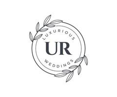 Ihre Initialen Brief Hochzeit Monogramm Logos Vorlage, handgezeichnete moderne minimalistische und florale Vorlagen für Einladungskarten, Datum speichern, elegante Identität. vektor