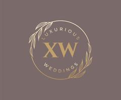 xw Initialen Brief Hochzeit Monogramm Logos Vorlage, handgezeichnete moderne minimalistische und florale Vorlagen für Einladungskarten, Datum speichern, elegante Identität. vektor