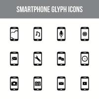 einzigartiges Smartphone-Vektor-Glyphen-Icon-Set vektor