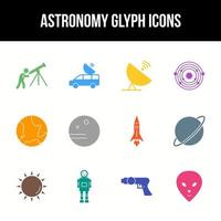 Einzigartiges Astronomie-Vektor-Glyphen-Icon-Set vektor