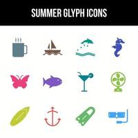 einzigartiges Sommer-Vektor-Glyphen-Icon-Set vektor