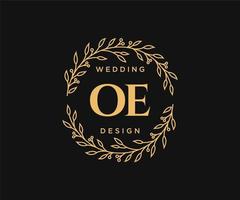 oe initialen brief hochzeitsmonogramm logos sammlung, handgezeichnete moderne minimalistische und florale vorlagen für einladungskarten, save the date, elegante identität für restaurant, boutique, café im vektor