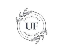 uf Initialen Brief Hochzeit Monogramm Logos Vorlage, handgezeichnete moderne minimalistische und florale Vorlagen für Einladungskarten, Datum speichern, elegante Identität. vektor