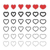 Symbole in Herzform. Herz-Piktogramm-Set. symbol für valentinstag liebe. vektor